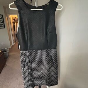 Dex Black and White Textured Mini Dress